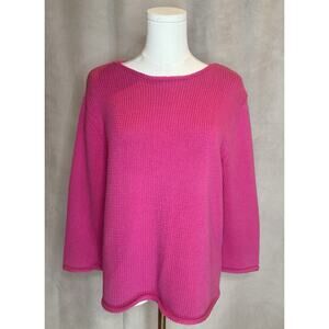 Vintage Pendleton Pink Cotton Knit Sweater Women’s M Boat Neck Classic Casual